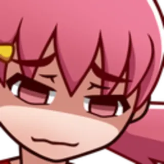 😔 Anime, Cartone animato, Capelli rosa, Personaggio, Presuntuoso, Espressione, Carino telegram sticker