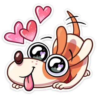 ❤️ cane, cucciolo, carino, cuori, cartone animato, adesivo, amore, adorabile telegram sticker