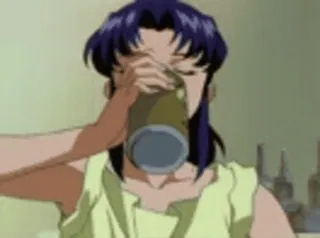 🍺 Misato Katsuragi Neon Genesis Evangelion anime, woman, drinking, Misato, Evangelion, beverage telegram sticker