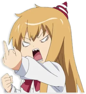 🖕 chica anime, dedo corazón, enfadado, dibujos animados telegram sticker