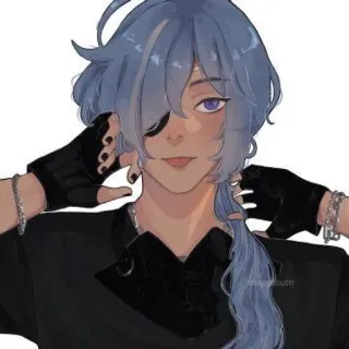 🌟 Kaeya Genshin Impact kaeya, genshin impact, anime, videogioco, personaggio, benda sull'occhio, capelli blu telegram sticker