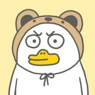 🐣 การ์ตูน, สัตว์, หมี, เป็ด, น่ารัก, โกรธ telegram sticker