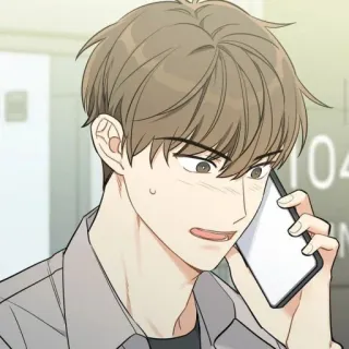 ☕️ Stile anime, Uomo, preoccupato, telefonata telegram sticker