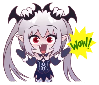 😀 WOW! Anime, Démon, Mignon, Wow, Exclamation telegram sticker