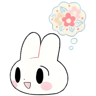 😍 thỏ, thỏ con, suy nghĩ, hoa, giấc mơ, dễ thương, động vật, hoạt hình telegram sticker