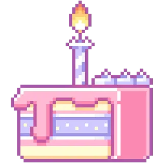🎂 bánh, tráng miệng, pixel art, sinh nhật, ngọt, lễ kỷ niệm telegram sticker