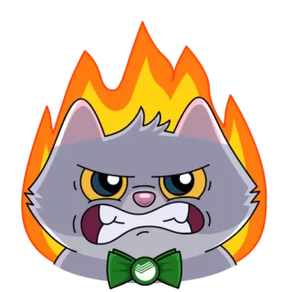 🔥 кот, злой, пылающий, мультик, животное, смешной, питомец telegram sticker