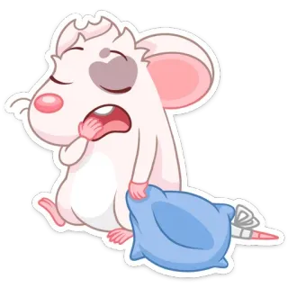 😴 мышь, животное, милый, сонный, мультик, подушка, уставший, зевающий telegram sticker