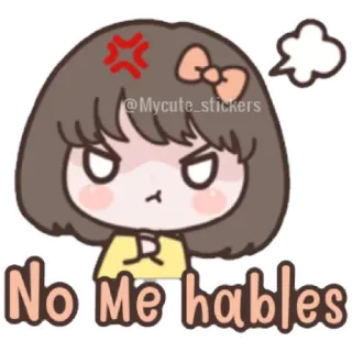😁 No Me hables Cartone animato, Arrabbiato, Ragazza, Espressione, Carino, Frustrata telegram sticker