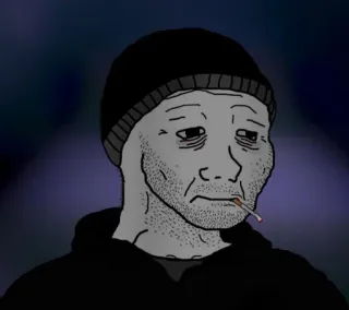 😔 Wojak wojak, doomer, cigarette, sad, depressed telegram sticker