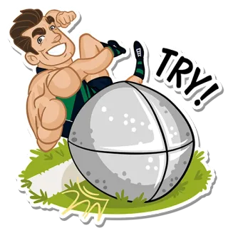 🏉 TRY! กีฬา, รักบี้, นักกีฬา, ทีม, ลูกบอล telegram sticker