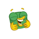 😂 정사각형, 만화, 행복한, 웃는, 초록색, 노란색 whatsapp sticker