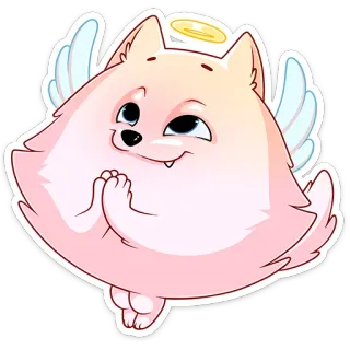 😇 หมา, นางฟ้า, น่ารัก, ปีก, รัศมี, สัตว์เลี้ยง, สัตว์ telegram sticker