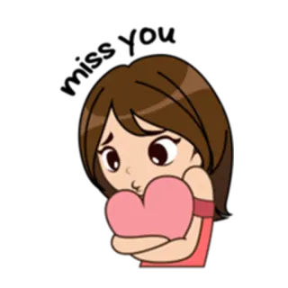 😔 dibujos animados, chica, corazón, amor, abrazo telegram sticker