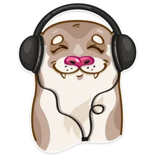 🎧 rái cá, động vật, tai nghe, âm nhạc, dễ thương, hoạt hình, nhãn dán telegram sticker