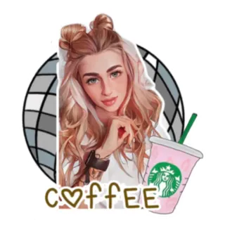 ☕️ coffee кофе, старбакс, напиток, кафе, портрет, женщина telegram sticker