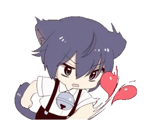 💔 anime, cat, hearts, chibi, kawaii, manga telegram sticker