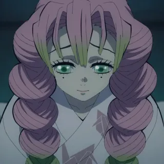 💗 Mitsuri Kanroji Demon Slayer Аниме, Клинок, рассекающий демонов, Мицури Канроджи, Хашира, Столп Любви, Розовые волосы, Зеленые глаза telegram sticker