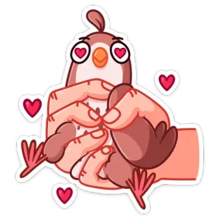 😍 bird, love, hearts, cute, animal, cartoon telegram sticker