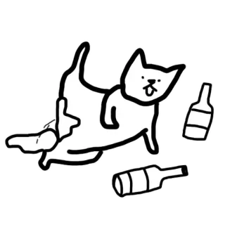 😙 猫, アルコール, 飲酒, 漫画, ユーモア, 面白い, パーティー telegram sticker