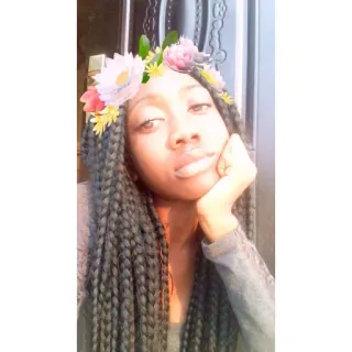😐 Selfie, Retrato, Mulher, Menina, Flores, Tranças telegram sticker