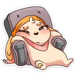 ☹️ кролик, мультфильм, стул, милый, наклейка, отдых, животное whatsapp sticker