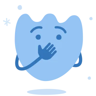🙊 Emoji, Kaget, Kartun, Tangan, Mulut, Biru telegram sticker