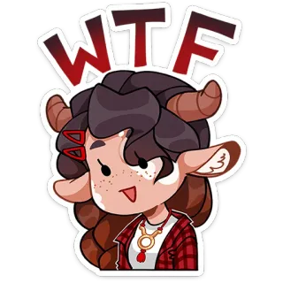 ⭐ WTF козел, животное, выражение, мем, рога, телец, wtf telegram sticker