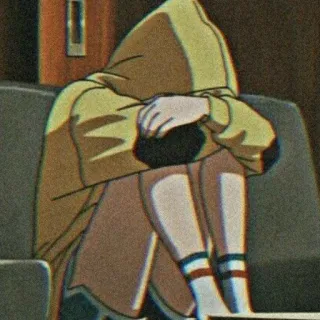 🥯 triste, moletom com capuz, anime, solitário, deprimido, chorando telegram sticker