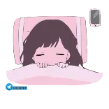 📱 ragazza anime, dormire, carina, rosa, letto, kawaii whatsapp sticker
