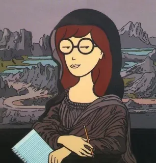 🌟 Daria Daria, Mona Lisa, cartoon, parody, MTV telegram sticker