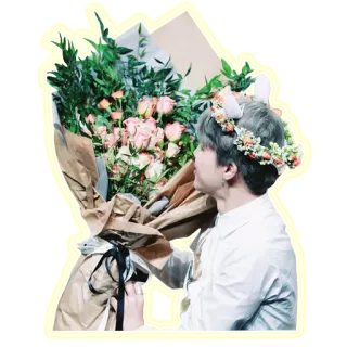💐 bouquet, fleurs, personne, couronne de fleurs, bouquet de fleurs, homme telegram sticker