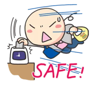 😂 SAFE! สำนักงาน, นาฬิกา, งาน, งาน, การ์ตูน, วิ่ง, ปลอดภัย telegram sticker
