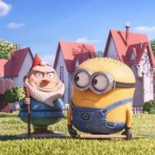 😐 minion, gnome, cartoon, funny, animation telegram sticker