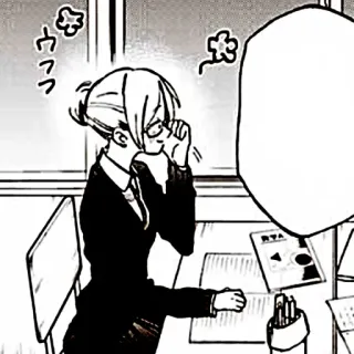 🎧 Manga, Bureau, Femme, Lunettes, Anime telegram sticker