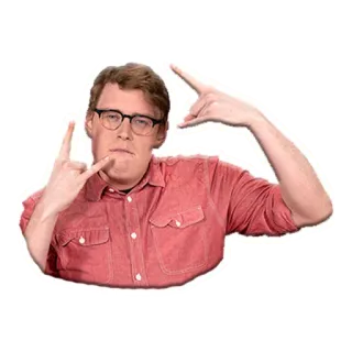 😎 hombre, gafas, retrato, gestos con las manos, camisa roja telegram sticker