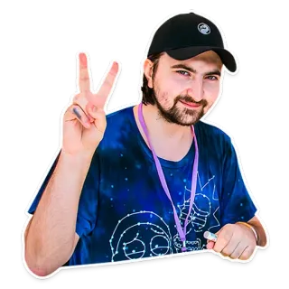 😊 hombre, signo de paz, retrato, sombrero telegram sticker