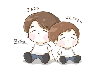 😊 Baek, Jesper dễ thương, hoạt hình, tình bạn, hình minh họa, nhân vật telegram sticker