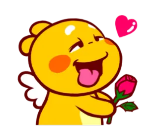 ❤ マンガ, キャラクター, 愛, ハート, バラ, 可愛い, 黄色 telegram sticker
