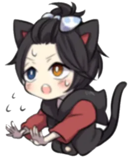 😣 Аниме, Кот, Каваий, Милый, Чиби whatsapp sticker