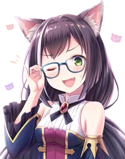 🤓 anime, catgirl, glasses, cartoon, kawaii telegram sticker
