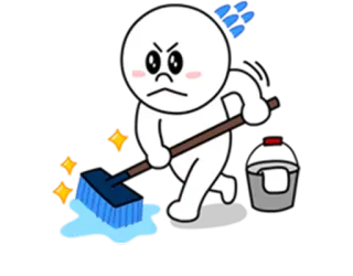 😝 уборка, злой, швабра, ведро, работа по дому whatsapp sticker