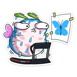 🏃‍♂️ cartoon, fish, treadmill, exercise, butterfly, sweating, character, fitness telegram sticker