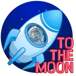 🌑 TO THE MOON rocket, moon, space, astronaut, stars, success, fly, flight whatsapp sticker