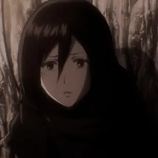 🧣 Mikasa Ackerman Attack on Titan Anime, Personnage, Fille, Sérieux, Mikasa Ackerman, L'Attaque des Titans, AOT whatsapp sticker