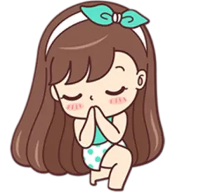 🙏 dibujo animado, niña, lazo, lindo, saludo, oración telegram sticker