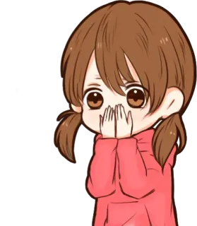 🙊 chibi, dibujos animados, chica, impactada, sorprendida whatsapp sticker