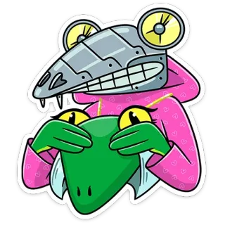 😬 rã, robô, desenho animado, animal, personagem, adesivo telegram sticker