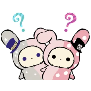 😶 coelho, fofo, desenho animado, ponto de interrogação, estrelas, coelhinho, kawaii whatsapp sticker