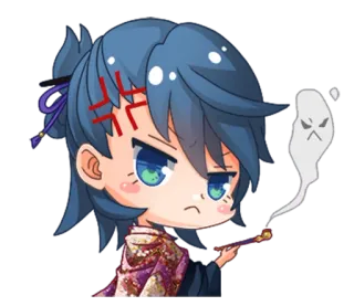 💢 arrabbiato, carino, cartone animato, fantasma, chibi, rabbia, frustrazione telegram sticker